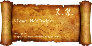 Klemm Nándor névjegykártya